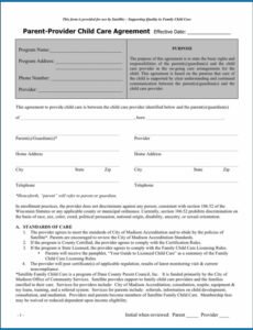 Professional In Home Child Care Contract Template Doc Example