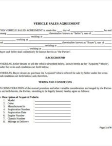 Second Hand Car Sale Contract Template Doc Example