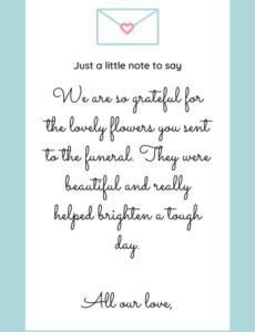 Thank You Notes After Funeral Template Word Sample