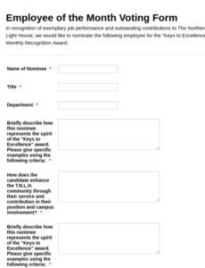 Best Employee Of The Month Criteria Template Excel Sample