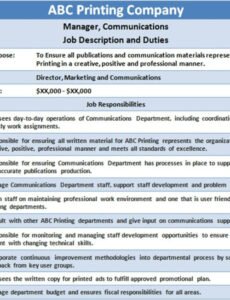 Best Job Description And Job Specification Template Pdf