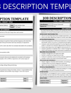 Best Job Description And Job Specification Template Word Example