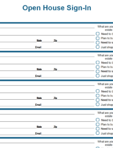 Best Open House Sign In Sheet Template