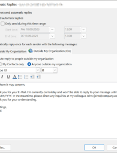 Best Out Of Office Automatic Reply Template Pdf