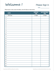 Best Sign In And Out Sheet Template Word Example