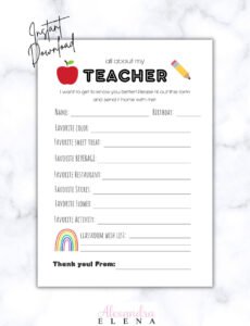 Costum Get To Know Your Teacher Template  Example