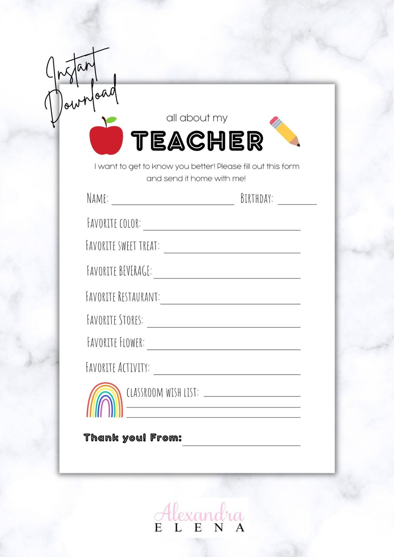 Costum Get To Know Your Teacher Template  Example