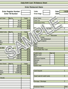 Editable Cash Register Till Balance Shift Sheet In Out Template Pdf