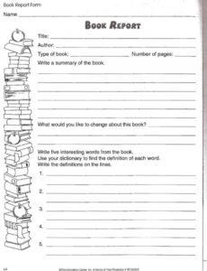 Free Book Report Template For 6Th Graders Doc Example