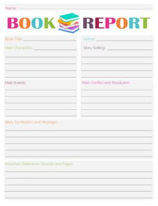 Free Book Report Template For 6Th Graders  Example