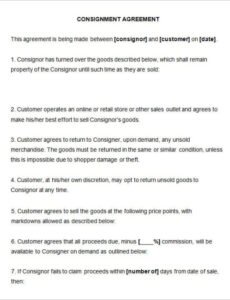 Free Consignment Sales Contract Template Word