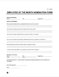 Free Employee Of The Month Criteria Template Excel Sample