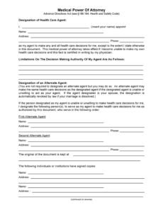 Free Health Care Power Of Attorney Template Word