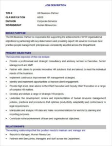 Free Job Description And Job Specification Template Pdf Sample