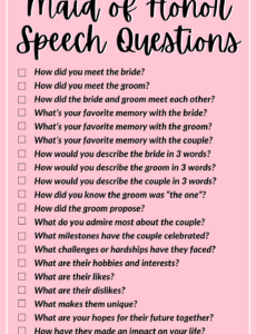 Free Maid Of Honor Speech Template Sister Word Example