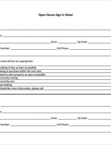 Free Open House Sign In Sheet Template Excel Sample