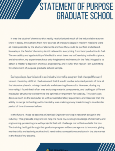 Free Personal Statement For Graduate School Template Pdf Sample