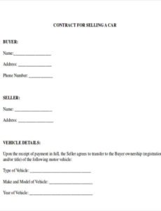 Free Used Car Sales Contract Template Pdf