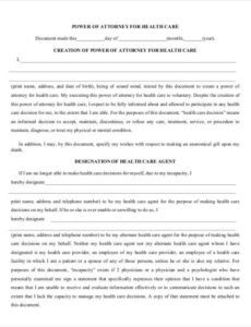 Health Care Power Of Attorney Template Doc Sample