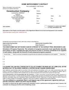 Home Remodel Contract Template Pdf Example