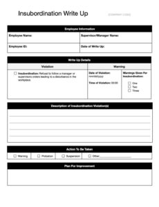 No Call No Show Write Up Template Doc