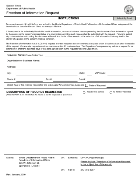 Printable Freedom Of Information Act Request Template Excel