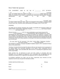 Printable Used Car Sales Contract Template Doc Sample