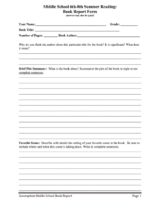 Professional Book Report Template For 1St Graders Pdf Example