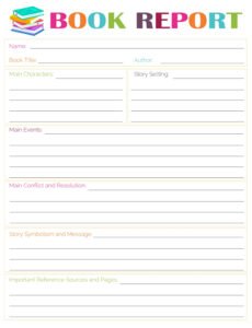 Professional Book Report Template For 6Th Graders  Sample