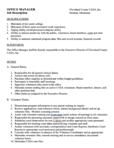 Professional Job Description And Job Specification Template Pdf Sample