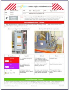 Professional Lock Out Tag Out Procedures Template Excel