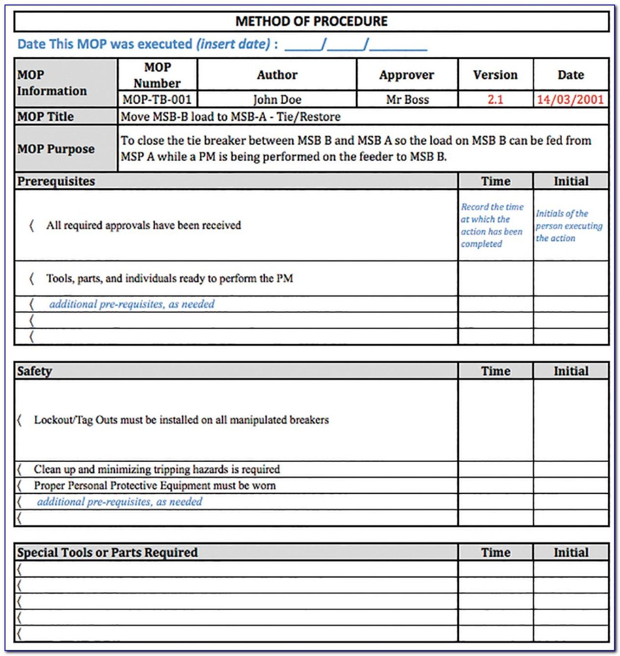 Professional Lock Out Tag Out Procedures Template Pdf