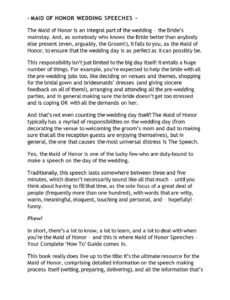 Professional Maid Of Honor Speech Template Sister Pdf Example