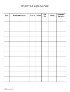 Professional Sign In And Sign Out Sheet Template Doc