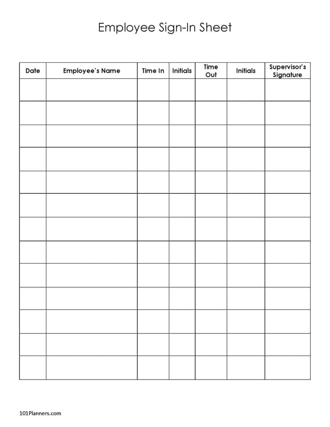 Professional Sign In And Sign Out Sheet Template Doc