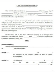 Real Estate Installment Sales Contract Template Word Sample