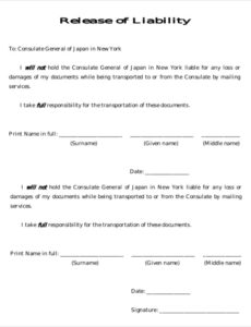 Release Of Liability Car Accident Template Word Example