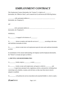 Ad Hoc Employment Contract Template  Sample