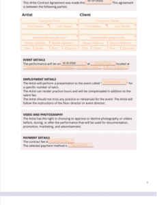 Artist And Repertoire Contract Template  Sample