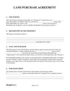 Best Land For Sale By Owner Contract Template Doc