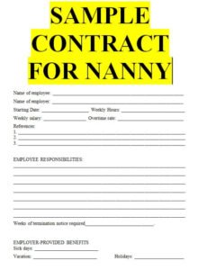 Best Live In Nanny Contract Template Excel