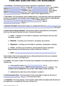 Contract Between Contractor And Subcontractor Template  Example