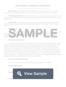 Costum Commission Based Sales Contract Template Word