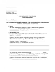 Costum Contract For Building Work Template Doc Example