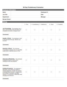 Editable 90 Day Probation Period For New Employee Contract Template Excel Sample