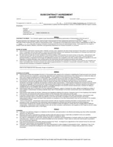 Editable Contract Between Contractor And Subcontractor Template Pdf