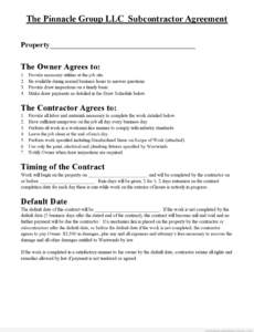 Editable Contract Between Contractor And Subcontractor Template  Sample