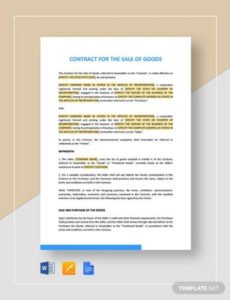 Editable Contract For Sale Of Goods Template Doc Example
