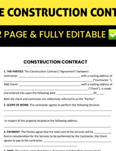 Free Contract Between Owner And Contractor Template Excel