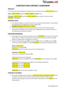 Free Contract For Building Work Template Pdf